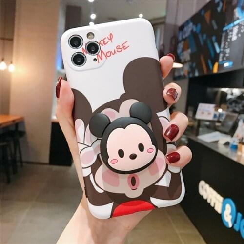 Disney Mickey Mouse Minnie Mobile Phone Shell Cartoon All-inclusive Lens Holder Shell for IPhone12/11pro Max 87plus XR XS