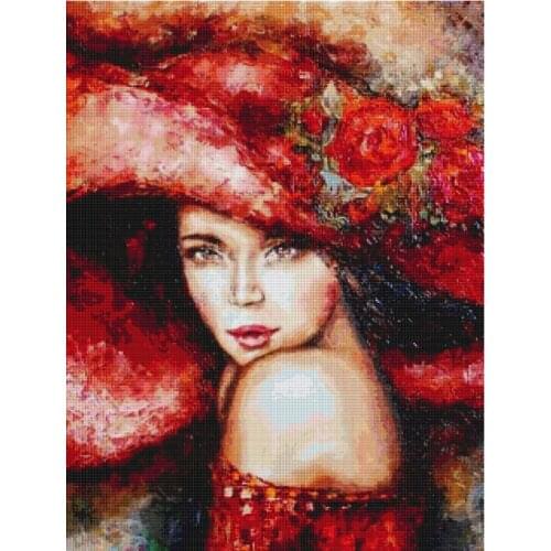 Diy hat women diamond mosaic beauty lady full embroidery painting rhinestone wall sticker decor diamond art needlework handcraft