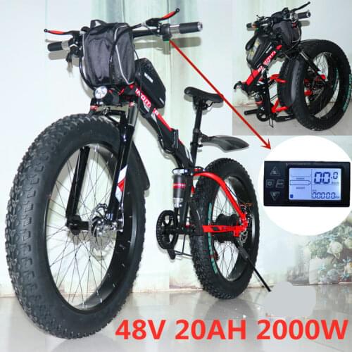26 inch electric bicycle folding electric snow bike 1000W powerful motorcycle 48v15ah battery mountain electric bicycle fat tire