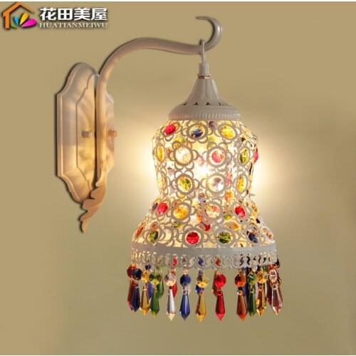European garden Bohemia crystal wall lamp bedroom dresser bedside bathroom cabinet mirror lamp