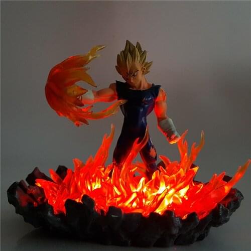 Vegeta Anime Figure Dragon Ball Z LED Set Figurine Fire Effect DBZ Toys Dolls Model Statue Collectible Super Saiyan Figma Gifts