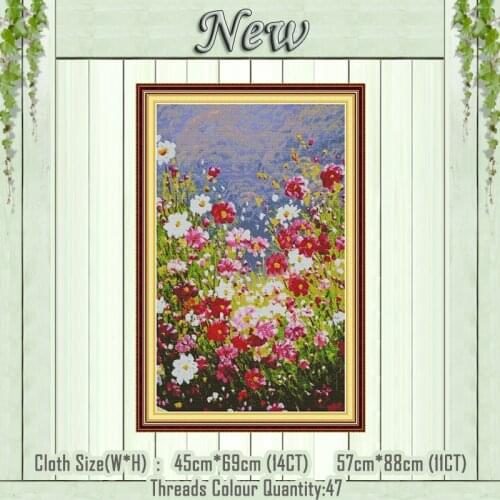 Pastoral flowers scenery decor paintings counted printed on the canvas DMC 11CT 14CT kits Cross Stitch Embroider needlework Sets