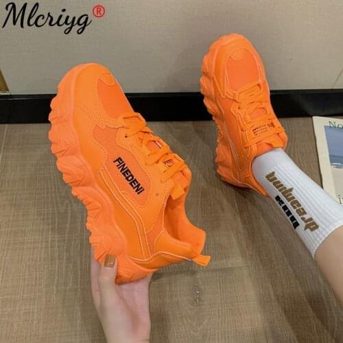 Spring New Woman Lace-up Vulcanized Shoes Platform Fashion Woman Casual Shoes Walking Comfortable Woman Mesh Breathable Sneakers