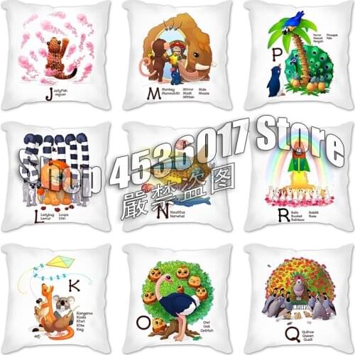 Cute animal english alphabet Decoration Cushion Cover Cartoon Cushion Cover Christmas Pillow Case Linen Pillow Home Decoration