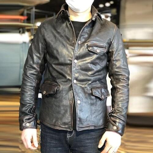 New arrival "BRAKEMAN" HORSEHIDE JACKET Genuine Leather Stand Collar Motorcycle Jacket