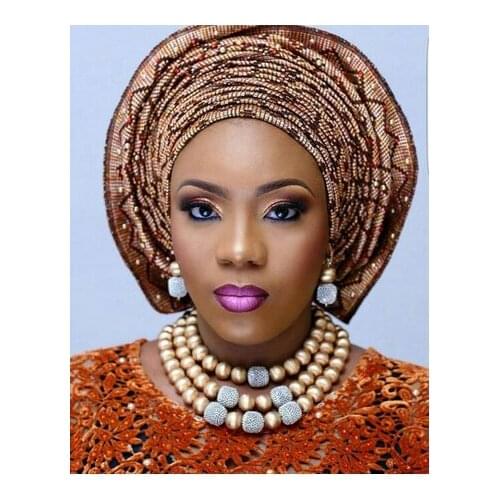 Latest African Beads Jewelry Sets with Dubai Gold Accessory Nigerian Bridal Statement Necklace Female Costume Jewelry SetAJS020