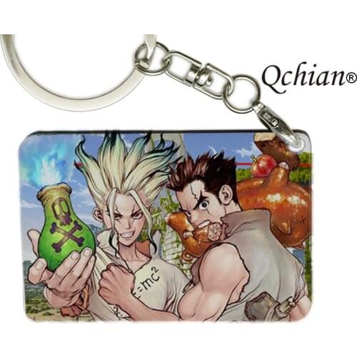 2020 New Fashion Anime Dr.STONE Cartoon Keychain Cute Figure Keyring Wooden one Sided Fans Jewelry Accessories Gifts kids toys