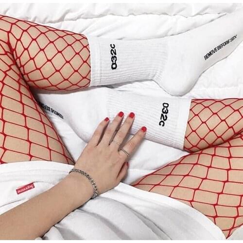 New men women socks 032C Germany socks letter REMOVE BEFORE SEX long socks hip hop streetwear kanye west ins casual socks