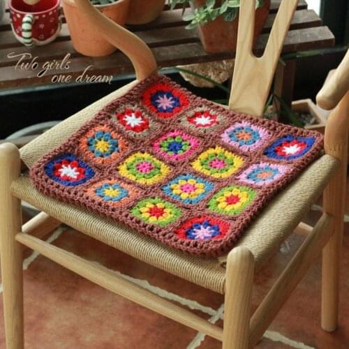Original 38*38cm Handmade Crochet Seat Cushion Korea DIY Home Chair Cushion National Traits Wedding Decor Prop
