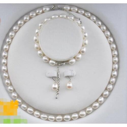 Women word 925 Sterling real Premium pony natural rice shaped pearl necklace genuine near flawless, strong light