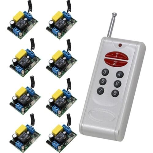AC 220V Wireless Remote Control Switch Remote ON/OFF 1CH Mini Output Relay Module Receiver With 8CH Transmittter 315/433Mhz