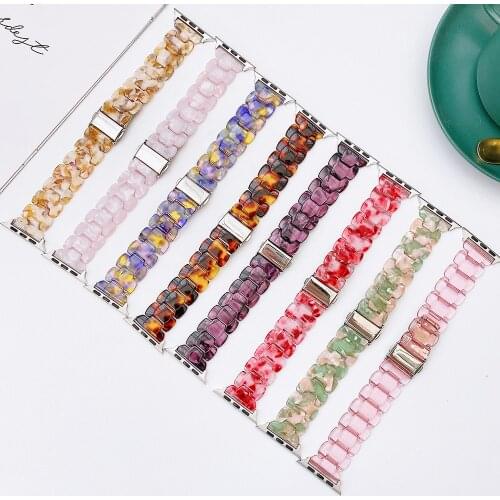 Lightweight Smooth Resin Strap for Apple Watch SE Band Series 6 SE 5 4 3 Wrist Belt for iWatch 40mm 44mm 38mm 42mm Thin Bracelet