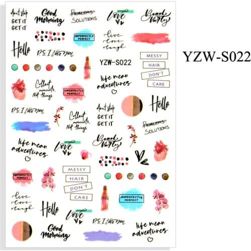 Self-adhesive 3D Stickers for Nails Letter Bottle Flowers Nail Art Decorations Small Size Fashion Stickers Women Girl Nail Foil