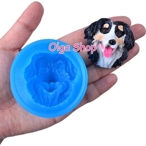 DYL606 41.4mm x 41.4mm Dog Head Silicone Mold Fondant Cake Decoration Resin Clay Art Craft Candy Chocolate Soap Candle FOOD SAFE