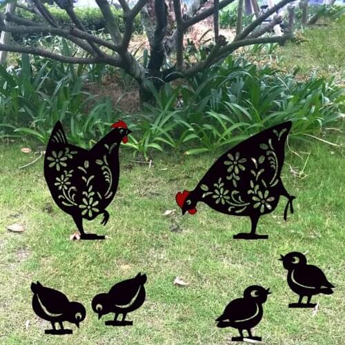Silhouette Statue Metal Yard Art Garden Statues Waterproof Lawn Decor Durable For Festival Gifts Easter Rooster Iron Crafts
