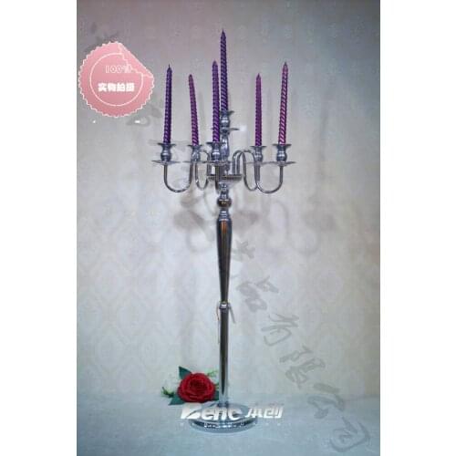 Wedding decoration party favors gift crystal candle holders gold 6 arms candelabra 85 cm tall table centerpiece wedding supplies