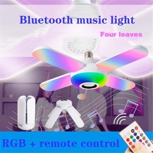 50W LED Music Ceiling Light Folding RGB Bluetooth Speaker Lamp Home Bedroom 85-265V Remote Dimmable Smart Colorful Party Light
