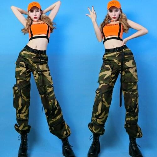 Hip Hop Dance Costumes For Adults New Vest Camouflage Pants Sexy Outfits For Women DJ Stage Outfits Performance Clothing SL2865
