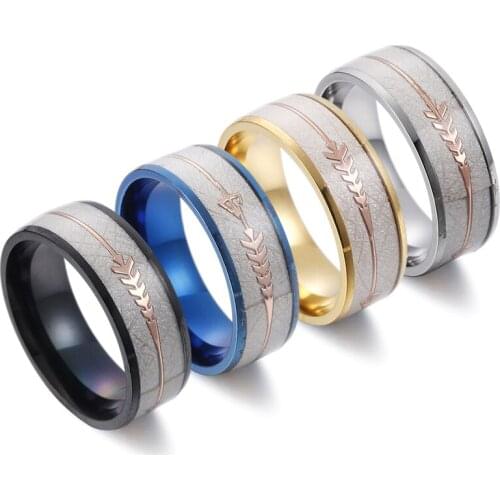 YWSHK 316L Stainless Steel Inlay Cupid Arrow Wedding Bands Love Gold Silver Rings for Women Mens Engagement Couple Jewelry Gift