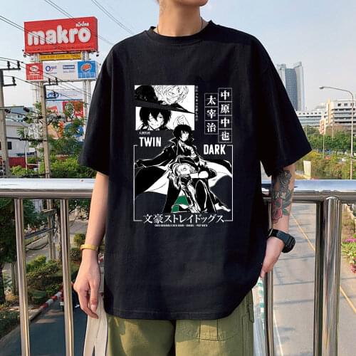 Funny Bungou Stray Dogs Chuuya Nakahara T-shirt Men Harajuku Cool Anime Tshirt Kawaii Manga Unisex T Shirt Streetwear Tees Male