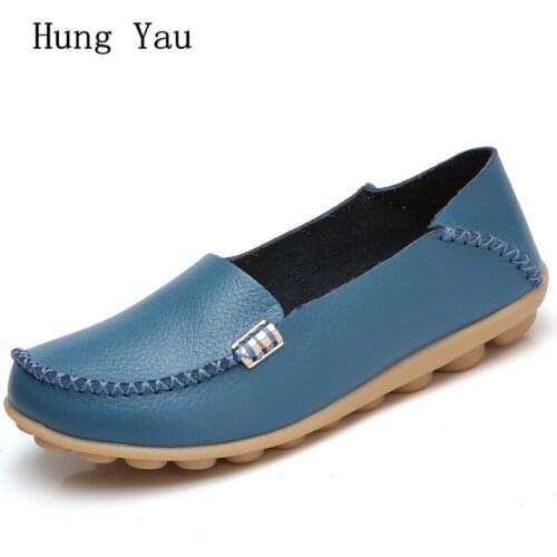 Women Shoes Flats Genuine Leather 2018 Summer Autumn Sandals Fashion Casual Shoes Woman Flat Work Slip On Walking Loafers