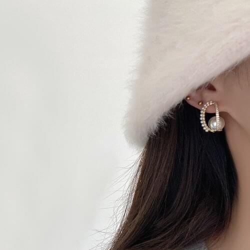 Ladies Fashion Design Exquisite Geometric Earrings Luxury Jewelry Real Gold Plating Micro-inlaid Zircon Pearl S925 Silver Needle