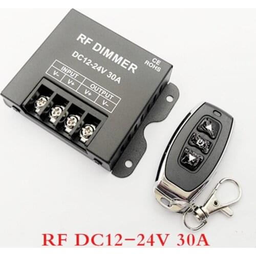 10PCS DC12-24V 30A Single Channel LED Dimmer Controller with 3Key Wirelss RF Remote Control for Single Color LED Strip light