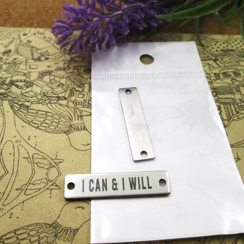 20pcs--I Can & I Will Connector stainless steel charms more style for choosing DIY Charms pendants for necklace 30x7mm