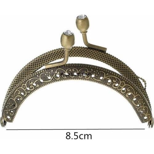 100Pcs 8.5cm Embossed Purse Diamond Frame Purse Kiss Clasp Mouth Gold Package For DIY Handmade Sewing Bag Accessorie