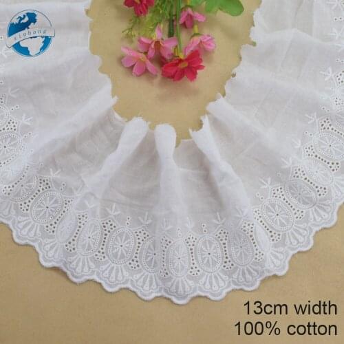 13cm wide 100% Cotton embroidery lace sewing ribbon guipure trim wedding decoration DIY dolls colthes Accessories lace #4161