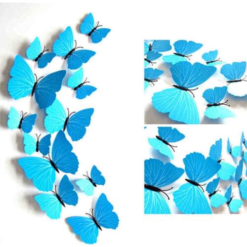 12PCS/Lot PVC 3D Accessories For Kitchen Modern Butterfly Stickers Wall Home Wedding Decor Kids Bedroom Decor Y40