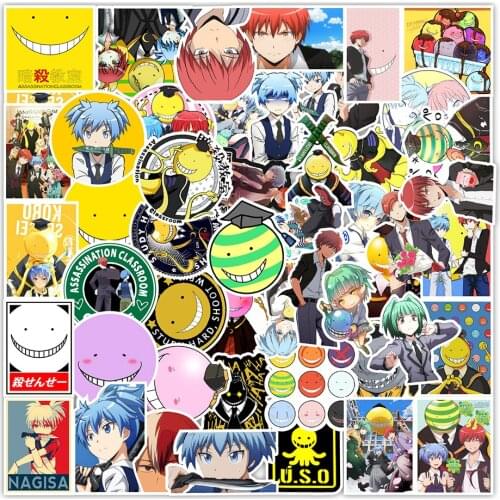 50Pcs Cartoon Assassination Classroom Japan Anime Stickers for Luggage Laptop Phone Skateboard PVC Backpack Car Decals Sticker