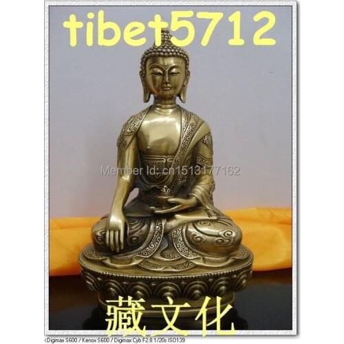 8" TALL TIBETAN NEPAL BRONZE SHAKYAMUNI BUDDHA STATUE CARVING DRAGON AND PHENIX Bronze Finish Buddha Healing Statue