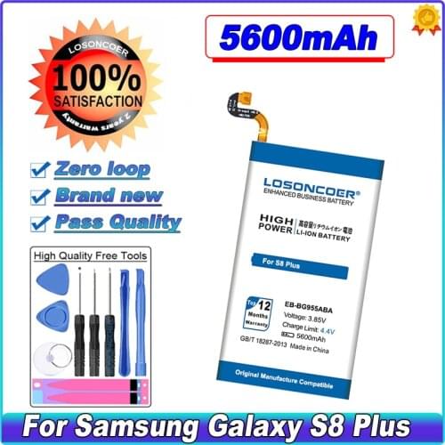 LOSONCOER 4900mAh EB-BG955ABE EB-BG955ABA Battery For Samsung GALAXY S8 Plus Battery G9550 S8Plus SM-G9 SM-G955 G955
