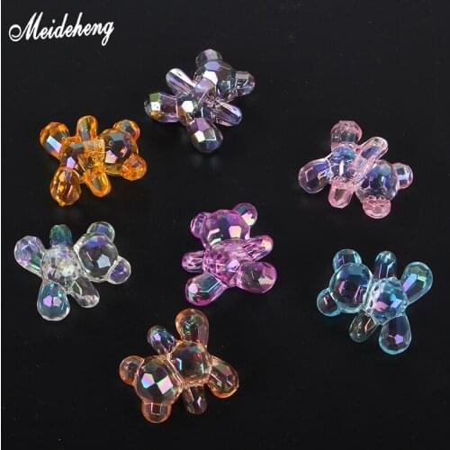 Acrylic Keychain Bear Hair Beads for Jewelry Making DIY Transparent Backhole Bright Shoe Home Decoration Accessory Material