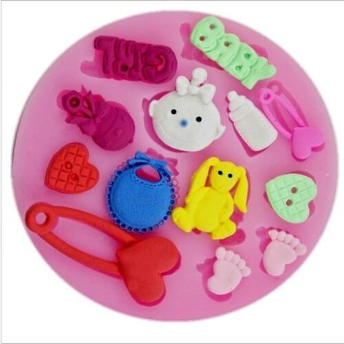 Baby Shower Party 3D Silicone Fondant Mold For Cake Decorating silicone mold Fondant Cake sugar craft Moulds Tools