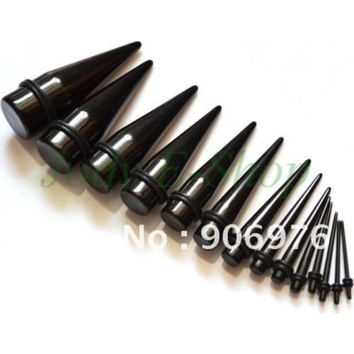 Free Shipping Black Ear Stretchers Tapers Expendars Ear Plugs Sets Jewelry With O rings 100pcs/lot Fancy Body Piercing Hot Sale