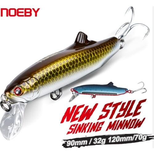 NOEBY Fishing 90mm/32g Minnow Bass Pike Carp Walleye Trout Plastic Wobbler Hard Baits Swimbaits Artificial Lure Set Sea NBL9060