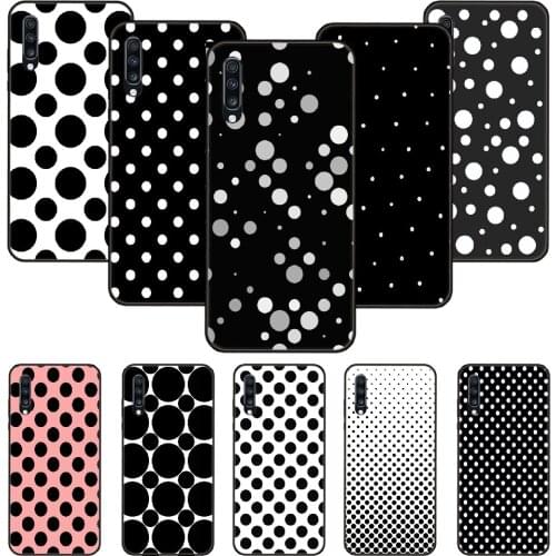 Phone Case For Samsung Galaxy A 50 51 71 70 7 5 10 20 30 40 41 21 S E Black Cover Funda Art Etui 3D Black and White Polka Dot