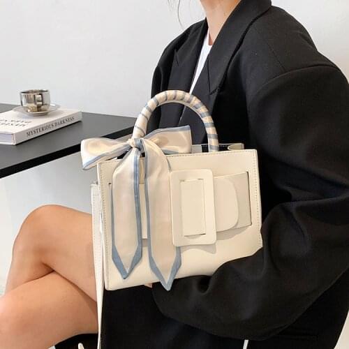 Ribbon Handle Design Handbags for Women 2021 Summer New PU Leather Shoulder Crossbody Bags Female Small Totes Messenger Bag