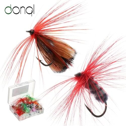 DONQL 10-50pcs / Box Insect Fly Fly Fishing Lures Moth Fly Fishing Bait With Sharpened Crank Hook Fishing