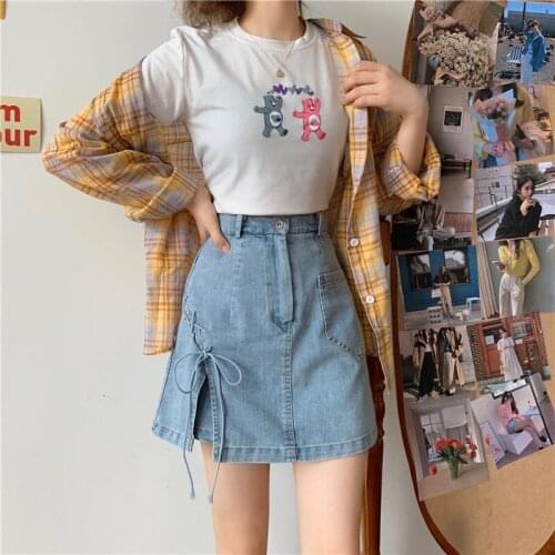 Denim Skirt High Waist Mini Skirts Women Summer New Pockets Blue Jean Skirt Korean Sweet Girls Streetwear Plus Size 4XL Y248