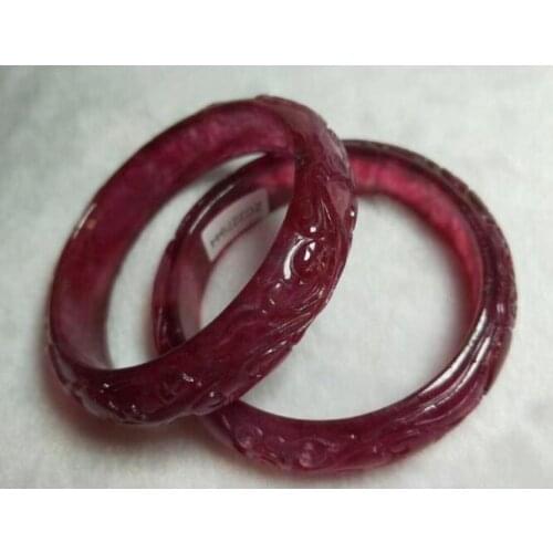 Beautiful HAND-CARVED CHINESE red ruyi JADEITE JADE BANGLE BRACELET(Certificate delivery)