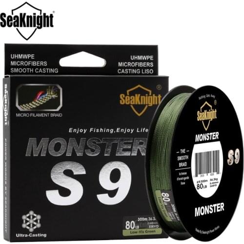 SeaKnight S9 Braided Fishing Line 300M 9 Strand Multifilament Strong Fishing Line 20 30 40 80 100LB Reverse Spiral Tech