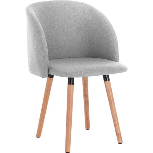 Linen Reception Kitchen Dining Chair Counter Lounge Leisure Living Room Corner Chair with Backrest Soft Cushion Sturdy Wood Legs