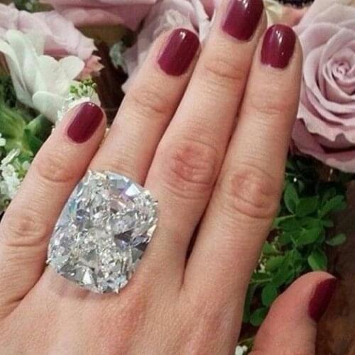 Fashion Luxury White Silver Zircon Ring Lady Elegant Big AAA Zircon Oval Rhinestone Wedding Bridal Ring Jewelry