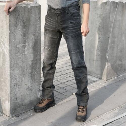 Men Tactical Jeans Denim Pants Stretchy Jeans Trousers Comfortable full length Multi Pockets Commuter strengthen Knee legging