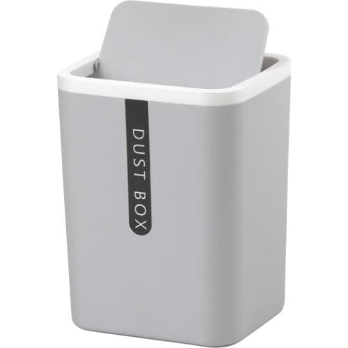 Desktop Trash Can Small Mini Garbage Can Plastic Dustbin with Shake Cover for Home Office LBShipping
