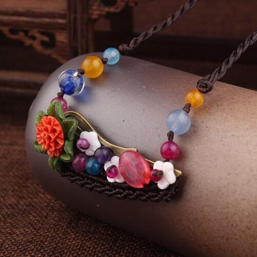 Nature Stones Choker necklace,Lapis flowers Fashion vintage collar necklace women shell jewelry,New ethnic choker necklace