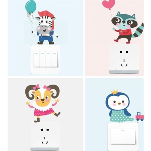Lovely Animals Switch Sticker For Home Decor Kids Room Wall Decals Diy Cartoon Sheep Fox Zebra Owlet Mural Art Pvc Posters